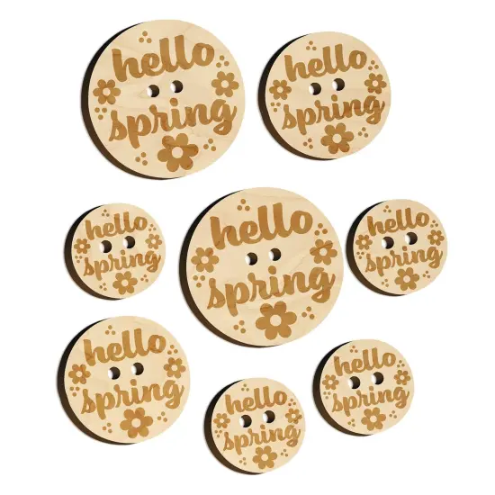 Hello Spring Wood Buttons for Sewing Knitting Crochet DIY Craft {7}