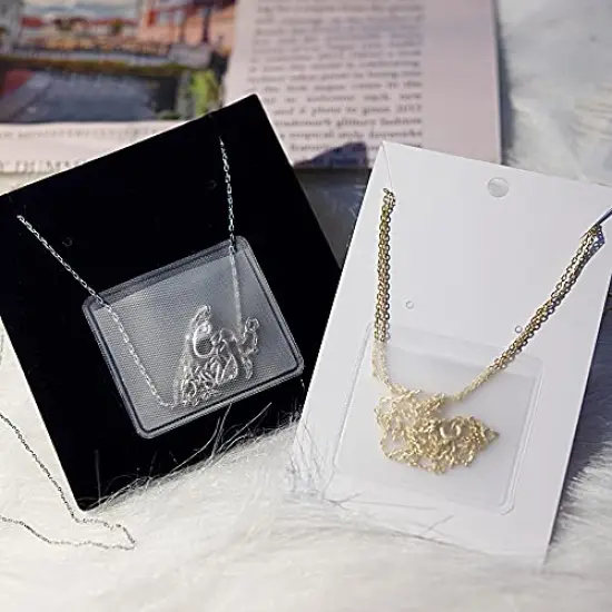 100 Pieces Necklace Chain Adhesive Pouch for Necklace Display Cards, Self-Adhesive Necklace Chain Pockets Clear Jewelry Bags Necklace Chain Pouch to Hold Loose Chain Jewelry Supplies (100 pcs) {2}