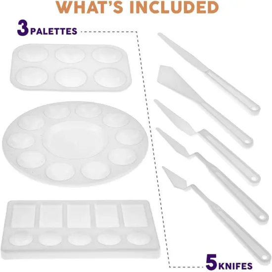 Paint Palette and Painting Knife Set 3 Paint Trays and 5 Paint Knives. {2}