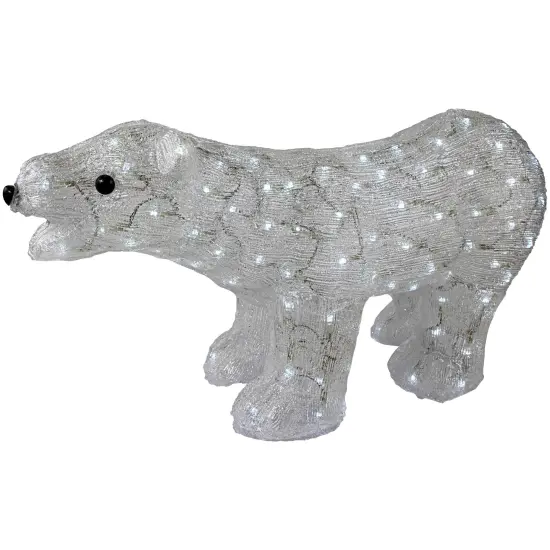 Northlight Lighted Commercial Grade Acrylic Polar Bear Outdoor Christmas Decoration - 28" - Pure White LED Lights Clear {7}