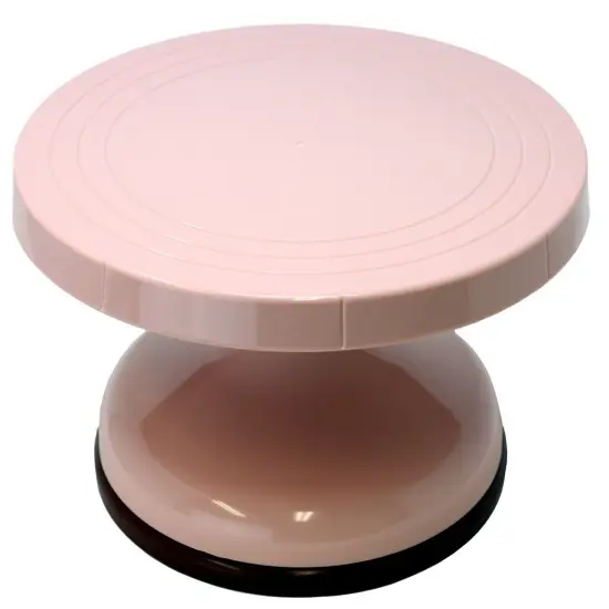 Rotating Cake Decorating Turntable -Pink Plastic. {1}