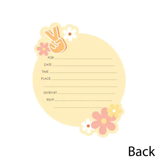 Big Dot of Happiness Stay Groovy - Shaped Fill-In Invitations - Boho Hippie Party Invitation Cards with Envelopes - Set of 12 {5}