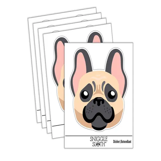 Happy French Bulldog Frenchie Dog Head Waterproof Vinyl Phone Tablet Laptop Water Bottle Sticker Set - 5 Pack {2}