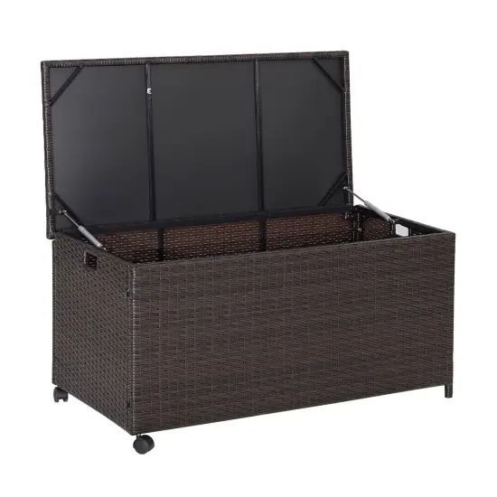 Outdoor Wicker Storage Box with Zippered Liner - 50 Gallon {3}