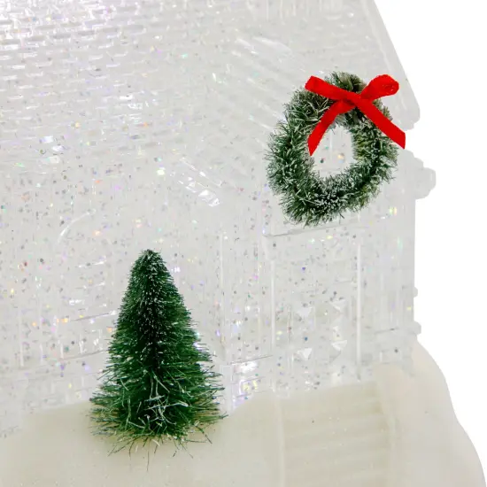 Northlight LED Lighted Icy Crystal Glitter Snow Globe Christmas House - 9" Clear {5}