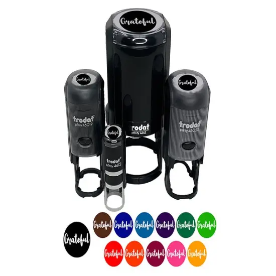 Grateful Text in Circle Self-Inking Rubber Stamp Ink Stamper for Stamping Crafting Planners UV {2}