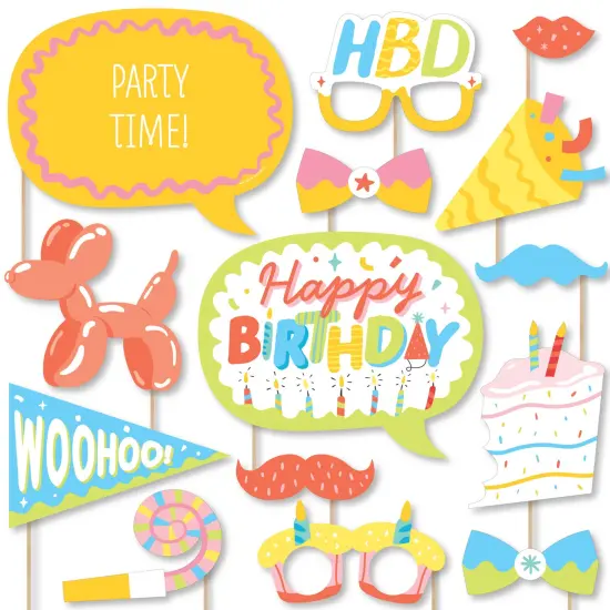 Big Dot of Happiness Party Time - Happy Birthday Party Photo Booth Props Kit - 20 Count {1}