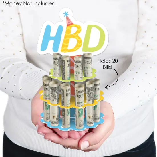 Big Dot of Happiness Party Time - DIY Happy Birthday Party Money Holder Gift - Cash Cake {3}