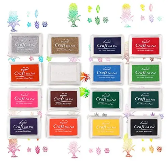16 Color DIY for Rubber Stamps, Paper, Scrapbooking, Wood Fabric, Best Gift for Kids Finger Ink Pads for Kids Washable Craft Ink Stamp Pads, {1}