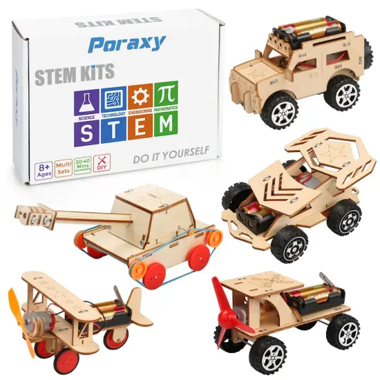 5 in 1 STEM Kits, STEM Projects for Kids Ages 8-12, Wooden Model Car Kits, Gifts for Boys 8-10, 3D Puzzles, Science Educational Crafts Building Kit, Toys for 8 9 10 11 12 13 Year Old Boys and Girls {1}