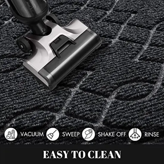 Yimobra Durable Front Door Mats, Heavy Duty Water Absorbent Mud Resistant Easy Clean Entry Outdoor Indoor Rugs,Non Slip Backing, Exterior Mats for Outside Patio Porch Farmhouse, 29.5 x 17, Black {2}