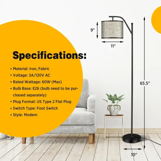 Standing Floor Lamp with Adjustable Head for Living Room and Bedroom {4}