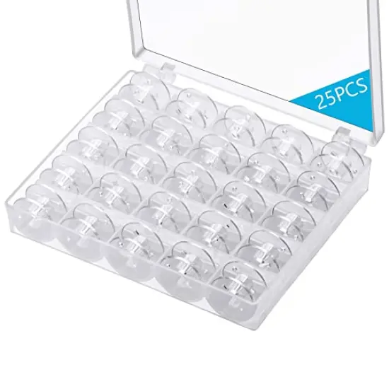 25 Pieces Bobbins for Sewing Machine, Sa156 Bobbins, Bobbins Class 15, Sewing Accessories, Plastic Bobbin with Case(1 Box) {3}