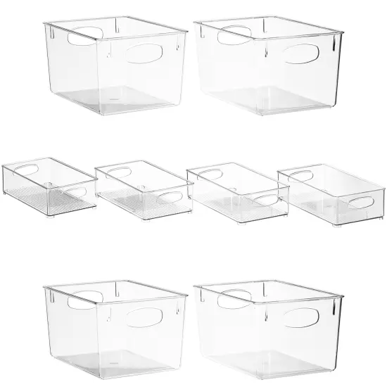 Sorbus Set of 8 Clear Fridge Organizers - Refrigerator & Pantry Bins for Organizing Food - 2 Sizes with Handles {1}