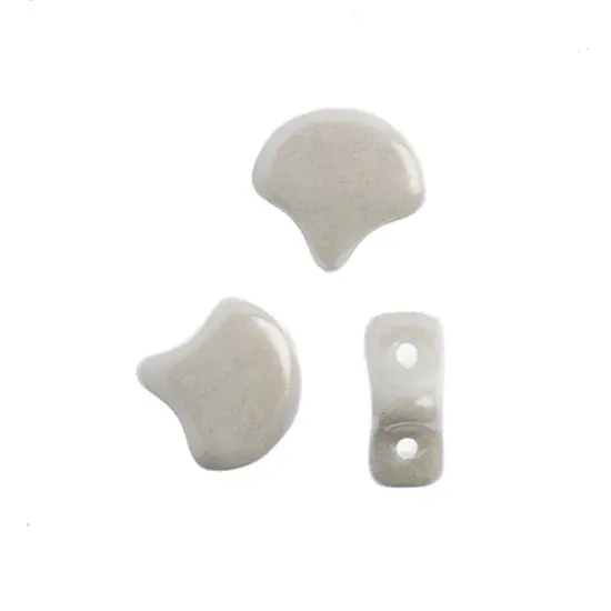John Bead Czech Glass Opaque Ginko Beads, 50g Chalk White Luster {2}