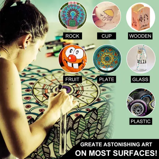 48 Pieces Paint Pens for Rock Painting - Write On Anything! Paint pens for Rock, Wood, Metal, Plastic, Glass, Canvas, Ceramic & More! Low-Odor, Oil-Based, Medium-Tip Paint Markers {6}