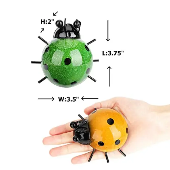 4 Pieces Metal Garden Wall Art Decorative Set ,Cute Ladybugs Outdoor Wall Sculptures {3}