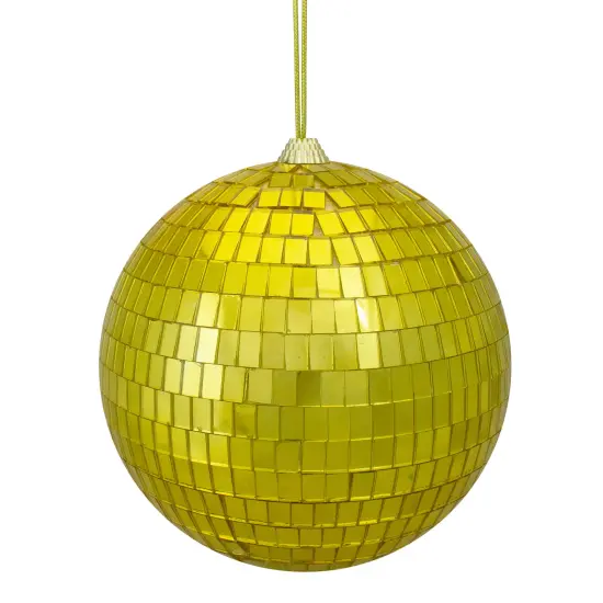 Northlight Mirrored Disco Ball Christmas Ornament - 6" (150mm) - Golden Yellow {1}
