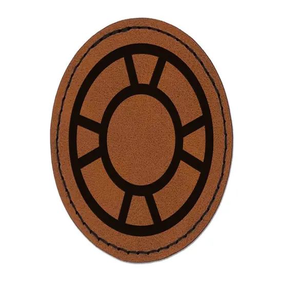 Life Preserver Summer Round Iron-On Engraved Faux Leather Patch Applique - 2.5" Brown {1}