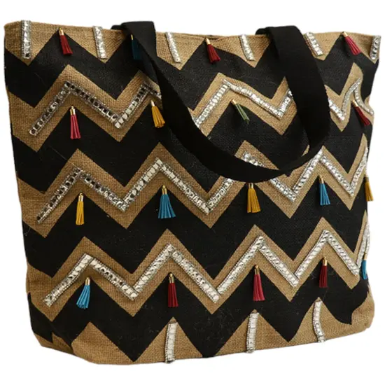 Linwood Bold Chevron Stripe Jute Tote Bag Quilting Essential {4}