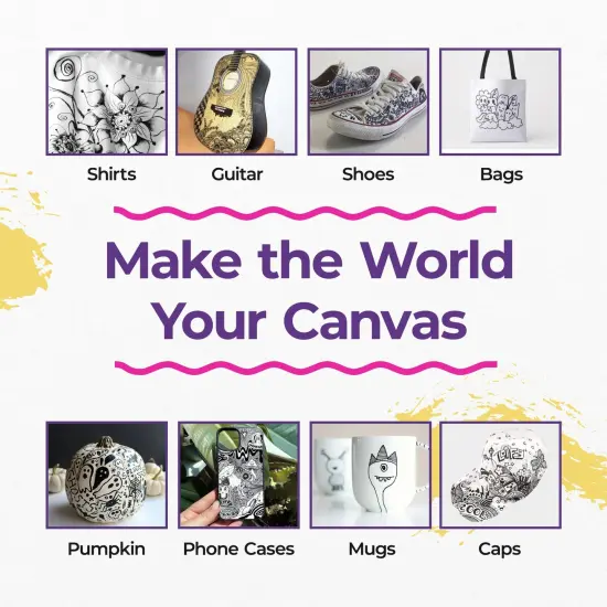 PINTAR Black & White Markers Extra Fine Tip - Outline Watercolor Paint Pens - Drawing & Calligraphy Markers - Acrylic Paint Pens for Rock Painting, Wood, Glass, Leather, Shoes - Pack of 6, 0.7mm {3}