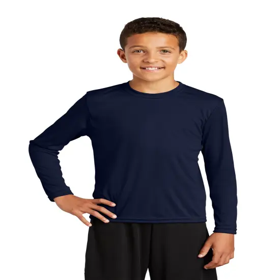 Sport-Tek&reg; Crew Neck Long Sleeve T-Shirt for Youth True navy {1}