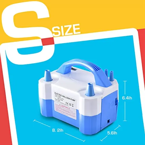 Electric Air Balloon Pump, Portable Dual Nozzle Electric Balloon Inflator/Blower for Party Decoration,Used to Quickly Fill Balloons - 110V 600W [Blue] {5}