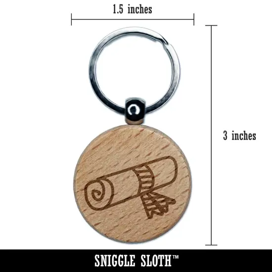 Diploma Graduation Doodle Engraved Wood Round Keychain Tag Charm {2}