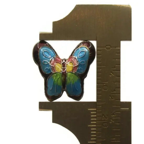 2 23mm Purple and Blue Butterflies Cloisonne Metal Butterfly Beads {3}