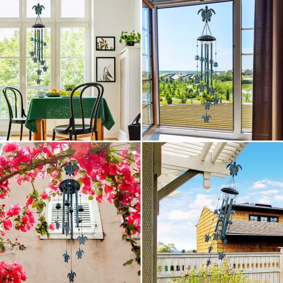 1 Pack Wind Chimes Sea Turtle Wind Chime for Outside with 4 Aluminum Tubes, Windchimes Outdoors Clearance Home Garden Patio Decor Memorial Wind Chimes for Mom Grandma Unique Birthday Festival Gifts {4}