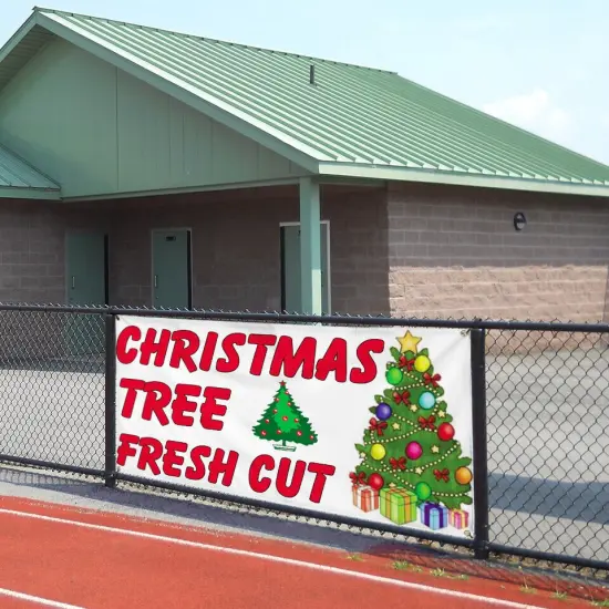 Vinyl Banner Multiple Sizes Christmas Tree Fresh Cut. {9}