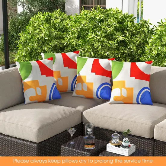 Costway 4 PCS Square Throw Pillows Removable & Washable Velvet Pillow 18''x18'' Red {4}