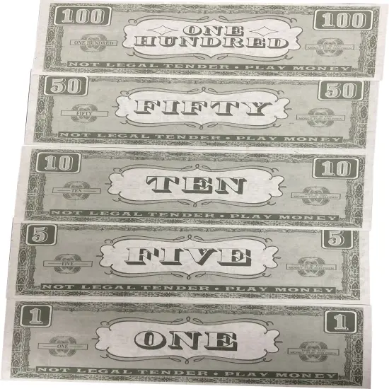 Set of 75 Toy Game Play Money Varying Denomination $ Bills {2}