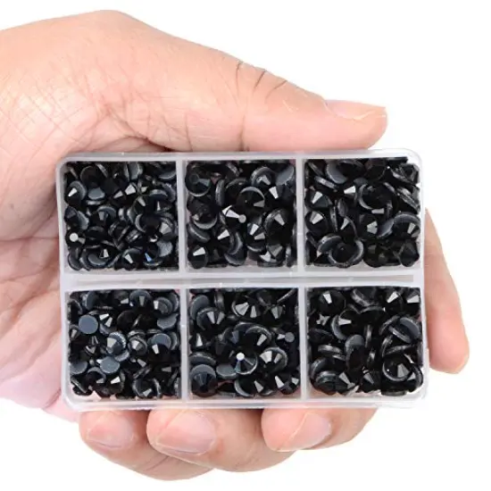 6400 Pieces Hotfix Rhinestones Black Flat Back 5 Mixed Sizes Crystal Round Glass Gems with Tweezers and Picking Rhinestones Pen {6}