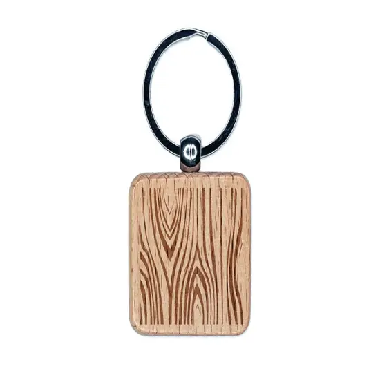 Tree Wood Grain Engraved Wood Square Keychain Tag Charm {1}