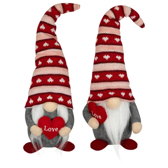 Northlight Girl and Boy "Love" Heart Valentine's Day Gnomes - 15" - Set of 2 Red {1}
