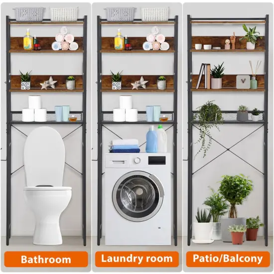 4-Tier Bathroom Organizer Space Saver Rack Brown. {2}