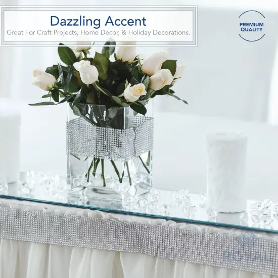 30 Ft - 1 Roll - Diamond Sparkling Rhinestone Bling Wrap Ribbon Bulk DIY Roll - Event Decorations, Wedding Cake, Bridal/Baby Shower, Birthday, Arts & Crafts, Party Decorations - Gold {3}