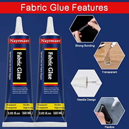 Fabric Glue, Permanent Clear Washable Clothing Glue for All Fabrics, Cotton, Flannel, Denim, Leather, Polyester, Doll Repair, 24 Hours Dry and Waterproof (Fabric Glue) {1}