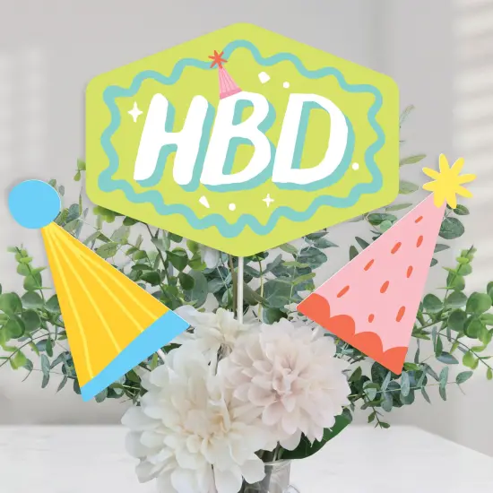 Big Dot of Happiness Party Time - Happy Birthday Party Centerpiece Sticks - Table Toppers - Set of 15 {1}