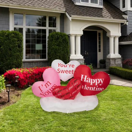 Northlight LED Lighted Inflatable Valentine's Day Conversation Hearts Outdoor Decoration - 5' Red {3}