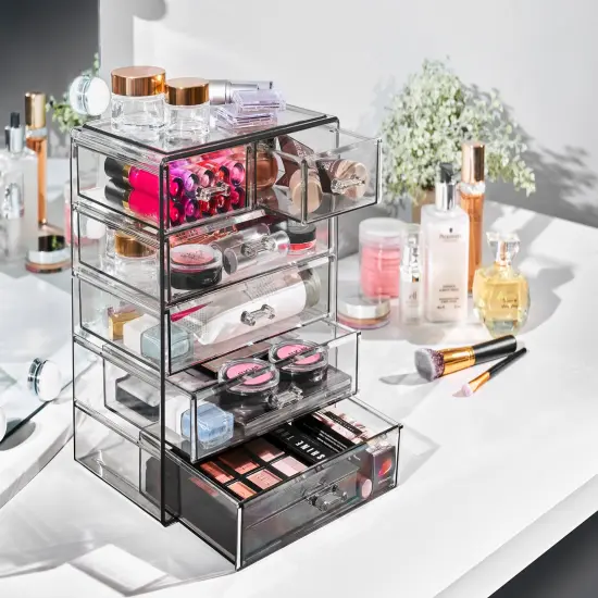 Sorbus Acrylic Makeup & Jewelry Organizer Storage Case- (4 Large, 2 Small Drawers) Black {5}