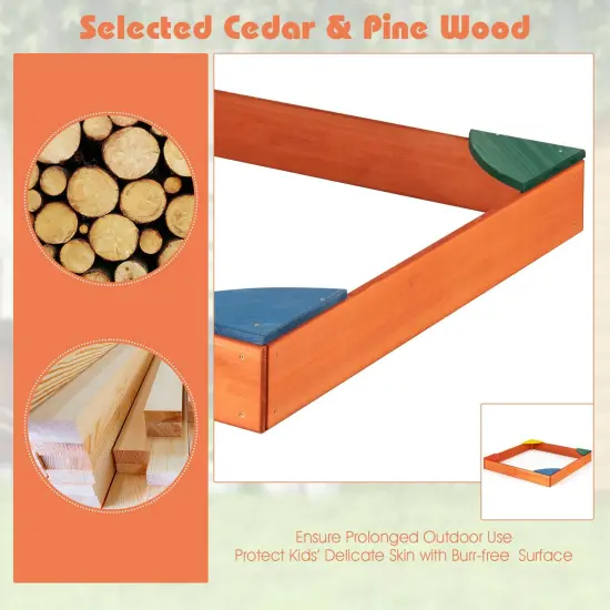 Kids Outdoor Wooden Backyard Sandbox with Built-in Corner Seating {5}