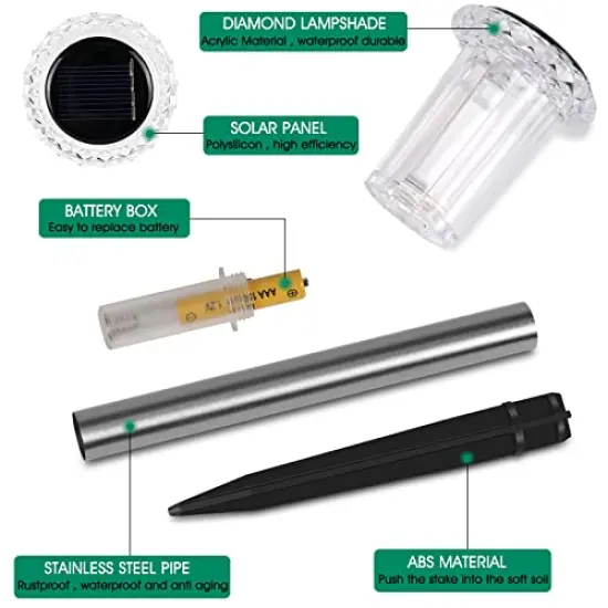 10 Pieces Solar Outdoor Lights, Waterproof Stainless Steel Solar Stake Lights for Pathway Garden Yard Path Walkway Driveway Lawn Decor - Cool White {3}