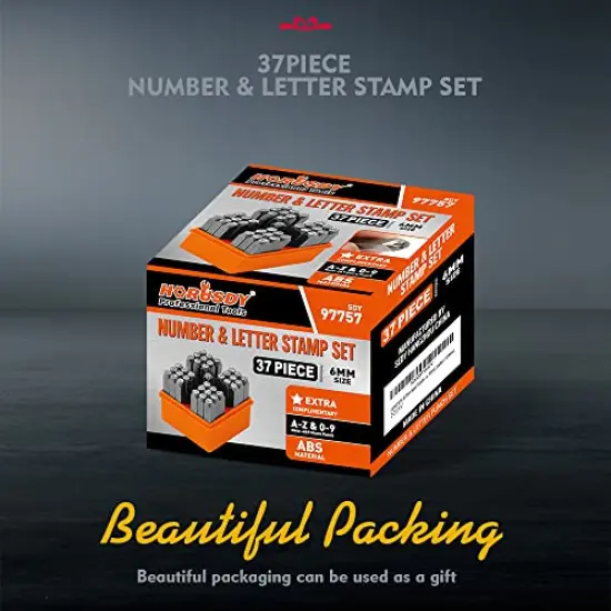 37 Pieces Number and Letter Stamp Set 1/4 (6mm) (A-Z & 0-9 + Stars) Punch Perfect for Imprinting Metal Stamping kit, Plastic, Wood, Leather {4}