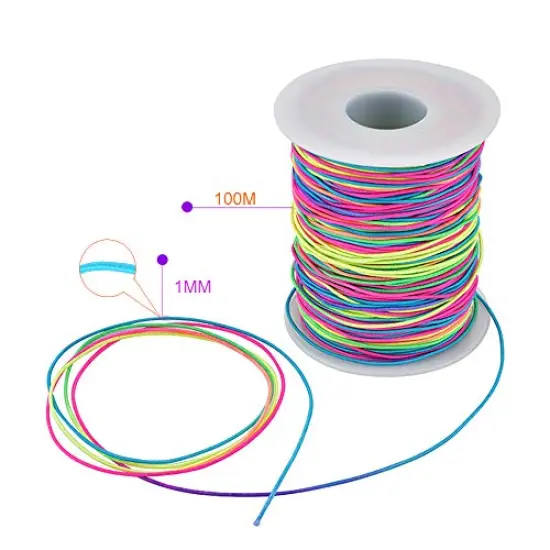 109 Yard 1 mm Rainbow Elastic Cord Beading Thread Stretch String for Bracelet Making {1}