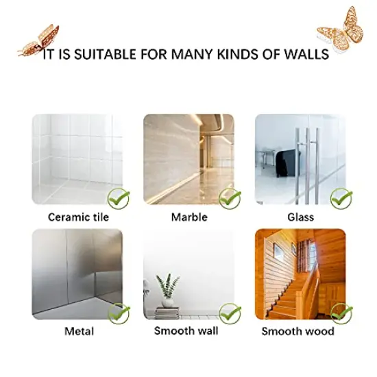 48 Pieces 3D Butterfly Wall Decor, 4 Styles 3 Sizes, Removable Metallic Wall Sticker Room Mural Decals for Kids Bedroom Nursery Classroom Party Decoration Wedding Decor DIY Gift (Rose Gold) {3}