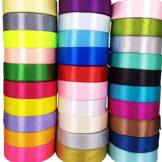 Chenkou Craft Solid Satin Ribbon Ribbons 1 Inch (25MM) Assorted 40 Yards Craft Bow Party Decoration Packing Ribbons (1"(25mm), Mix) {1}