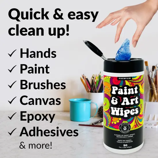 Paint & Art Wipes Paint Remover Wipes Cleaner Epoxy Glue Stains Latex, Acrylic Hand Cleaner and Plastic, Metal or Wood Surfaces, Floors, Brushes, Flat Paint Heavy Duty Cleaning {3}