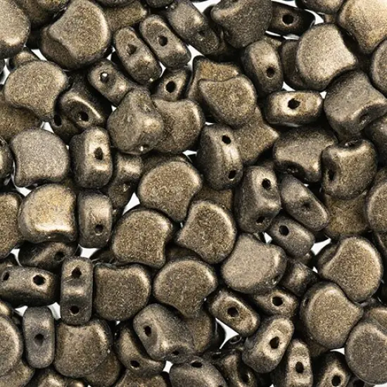 John Bead Czech Glass Jet Color Metallic Suede Ginko Beads, 50g Dark Green {1}